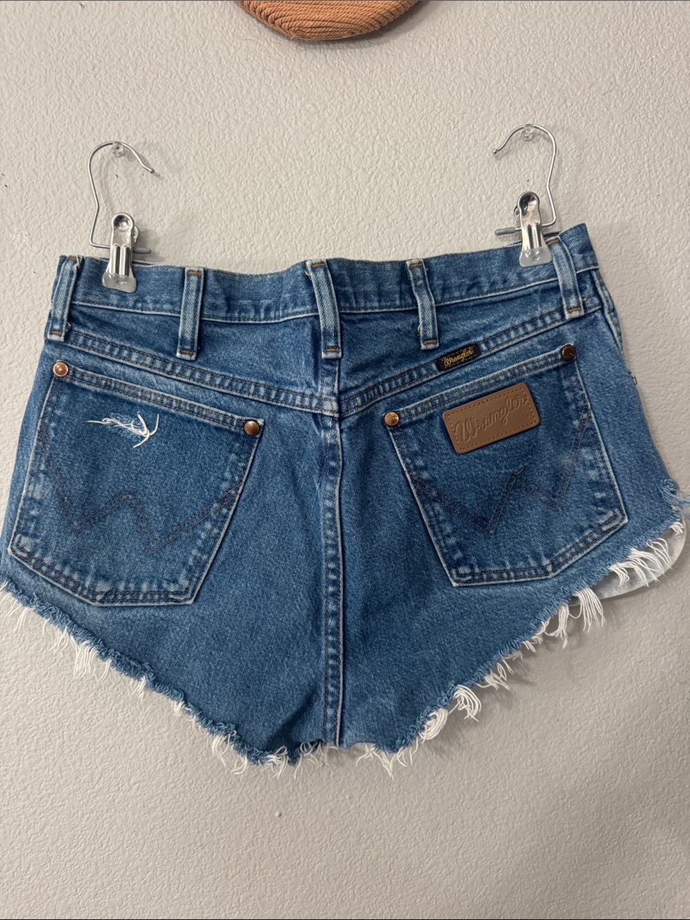 WRANGLERS Frayed Hem Blue Denim Cutoff Shorts